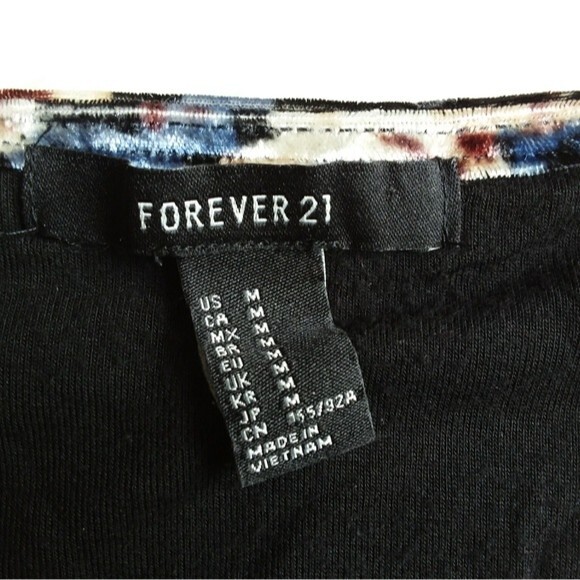 Forever 21 Floral Velvety Long Sleeve Crop Top M - Picture 4 of 7